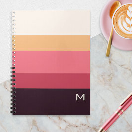 Modern Color Block Pink Cream Monogram Notizblock