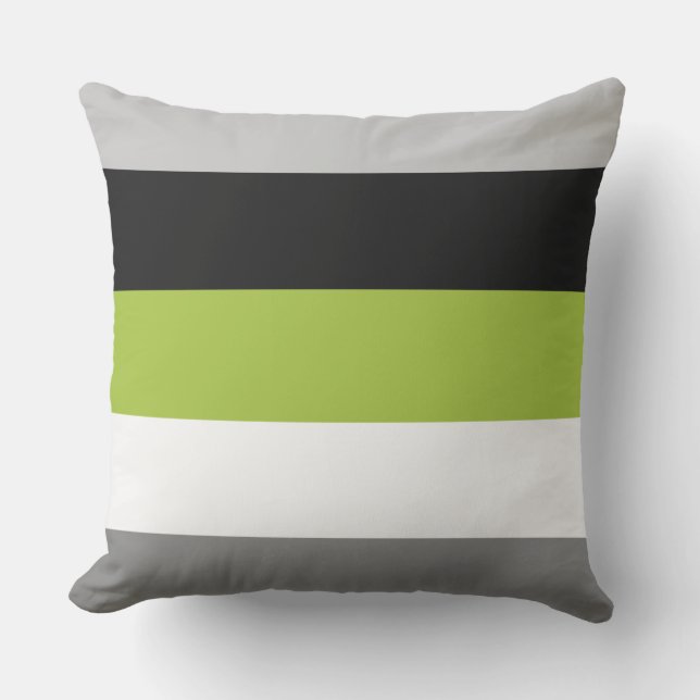 Modern Color Block Stripes Lime Green Gray Black Kissen (Vorderseite)