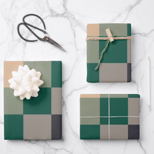 Modern Color Checks Checkerboard Geschenkpapier Set (Vorderseite)