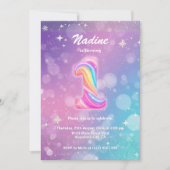Modern Colorful 1st Birthday Rainbow Foil Einladung (Vorderseite)