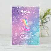 Modern Colorful 1st Birthday Rainbow Foil Einladung (Stehend Vorderseite)