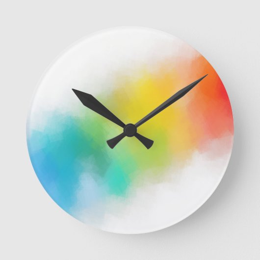 Modern Colorful Abstract Template Rainbow Colors Runde Wanduhr (Vorderseite)