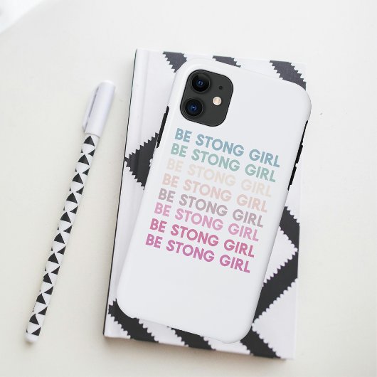 Modern Colorful Be Strong Girl Inspiration Phrase Badhandtuch Set