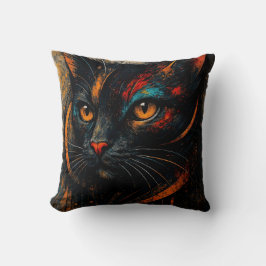 Modern Colorful Black Cat Art Cushion Kissen