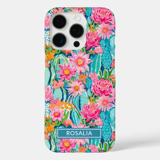 Modern Colorful Blooming Cacti Personalized Case-Mate iPhone Hülle (Rückseite)