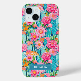 Modern Colorful Blooming Cacti Personalized Case-Mate iPhone Hülle