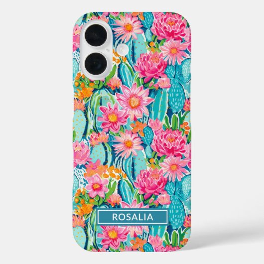 Modern Colorful Blooming Cacti Personalized Case-Mate iPhone Hülle (Rückseite)