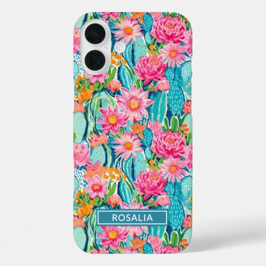 Modern Colorful Blooming Cacti Personalized Case-Mate iPhone Hülle (Rückseite)