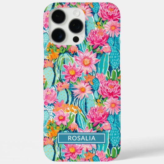Modern Colorful Blooming Cacti Personalized Case-Mate iPhone Hülle (Rückseite)