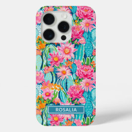 Modern Colorful Blooming Cacti Personalized Case-Mate iPhone Hülle