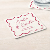 Modern Colorful Bold Wavy Frame Retro Wedding Rechteckiger Pappuntersetzer (angewinkelt)