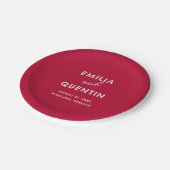 Modern Colorful Cherry Red Retro Wedding Pappteller (Schrägansicht)