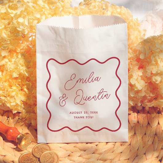 Modern Colorful Chic Wavy Frame Retro Wedding Geschenktütchen