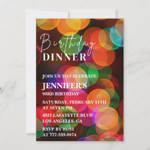 Modern Colorful Confetti Dinner 93. Geburtstag Einladung