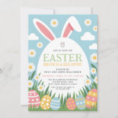 Modern Colorful Easter Brunch & Egg Hunt Einladung (Vorderseite)