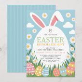 Modern Colorful Easter Brunch & Egg Hunt Einladung (Vorne/Hinten)