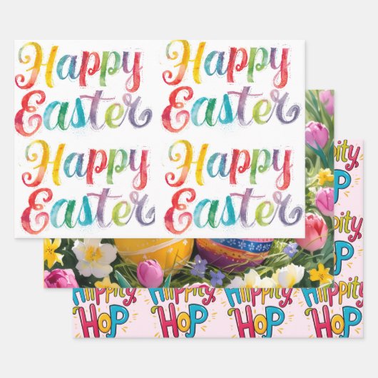 Modern Colorful Egg Pattern Easter Wrapping Paper Geschenkpapier Set (Set)