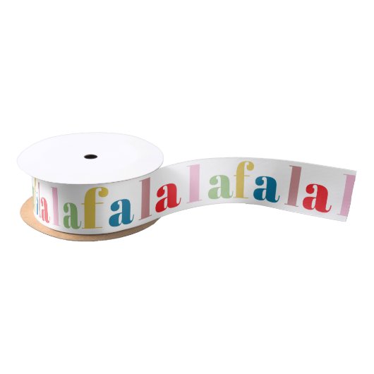 Modern Colorful Fa La La Cute Holiday Satinband (Spule)