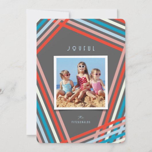 Modern Colorful Fun Ribbon Streifen Weihnachten Fo (Vorderseite)