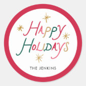 Modern Colorful Happy Holidays Round Sticker (Vorderseite)