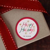 Modern Colorful Happy Holidays Round Sticker