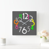 Modern Colorful Neon Wallclock Quadratische Wanduhr (Zuhause)