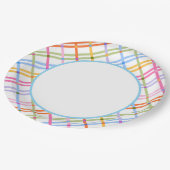 Modern Colorful Plaid Baby Shower Theme Blue Pappteller (Schrägansicht)