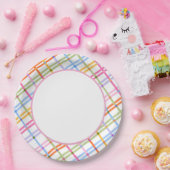 Modern Colorful Plaid Baby Shower Theme Pappteller (Party)