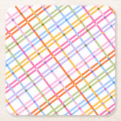 Modern Colorful Plaid Baby Shower Theme Rechteckiger Pappuntersetzer (Vorderseite)