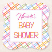 Modern Colorful Plaid Baby Shower Theme Untersetzer (Vorderseite)