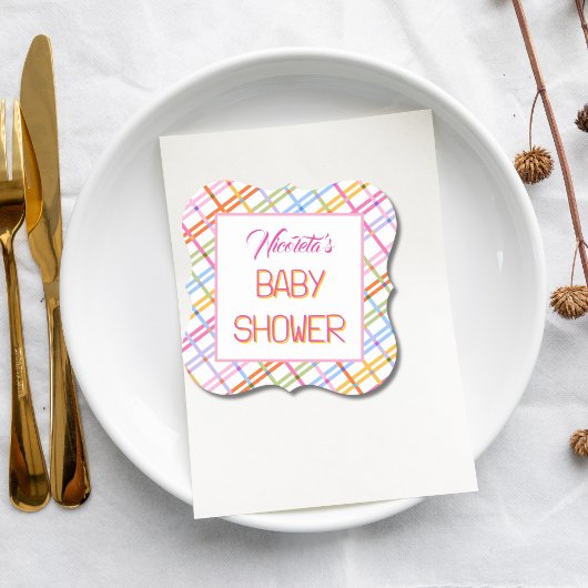 Modern Colorful Plaid Baby Shower Theme Untersetzer