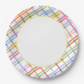 Modern Colorful Plaid Baby Shower Theme Yellow Pappteller (Vorderseite)