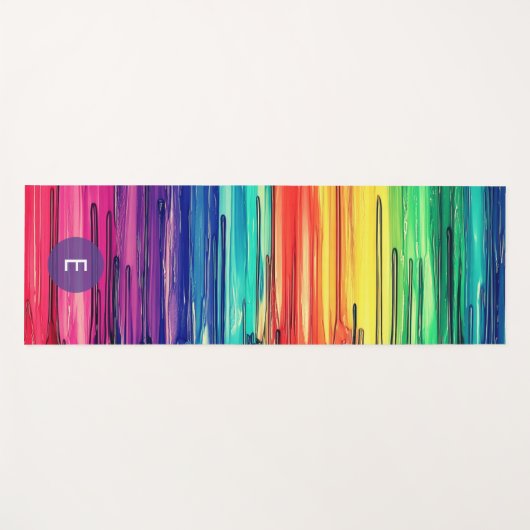 Modern Colorful Rainbow Monogram Yogamatte (Vorderseite (Horizontal))