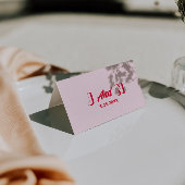 Modern Colorful Red Pink Retro Wedding Place Cards Tischnummer