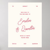 Modern Colorful Retro Bold Wedding Welcome Sign Poster (Vorne)