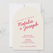 Modern Colorful Retro Fun Whimsical Arch Wedding Einladung (Vorderseite)