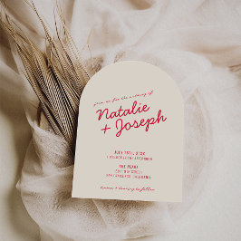 Modern Colorful Retro Fun Whimsical Arch Wedding Einladung