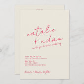 Modern Colorful Retro Fun Whimsical Script Wedding Einladung (Vorne/Hinten)