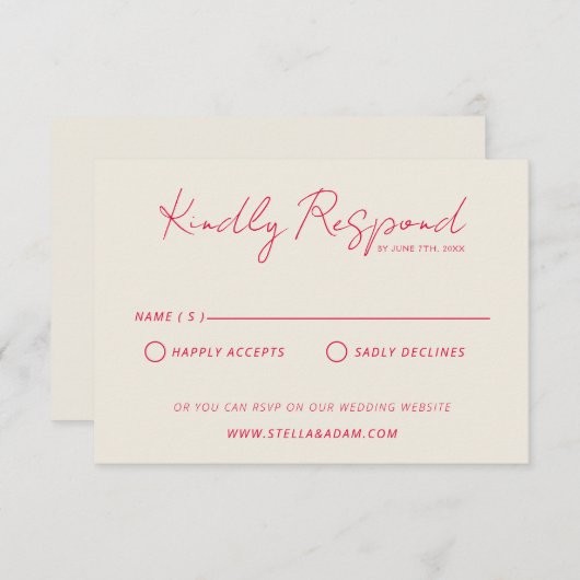 Modern Colorful Retro Fun Whimsical Wedding RSVP Karte (Vorne/Hinten)