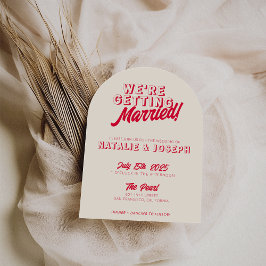 Modern Colorful Retro Funky Unique Arched Wedding Einladung