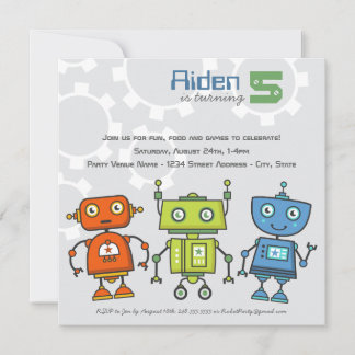 Modern Colorful Roboter Boys Robot Geburtstagspart Einladung