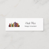 Modern Colorful Skyline Design Consultant QR code Mini Visitenkarte (Vorderseite)