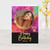 Modern Colorful Sweet 16 Photo & Name Birthday Karte (Gelbe Blume)