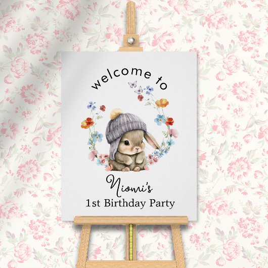 Modern Colorful Sweet Bunny Birthday Welcome Poste Poster