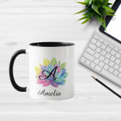 Modern colorful Y2K botanical monogram  Tasse