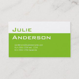 Modern Colors Lime Green & White Business Card 1 Visitenkarte