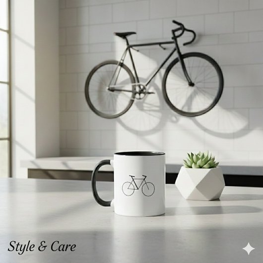 Modern Combo Mug with Clean Bicycle Design Tasse