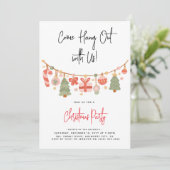 Modern 'Come Hang Out' Weihnachtsfeiertag Party Einladung (Stehend Vorderseite)