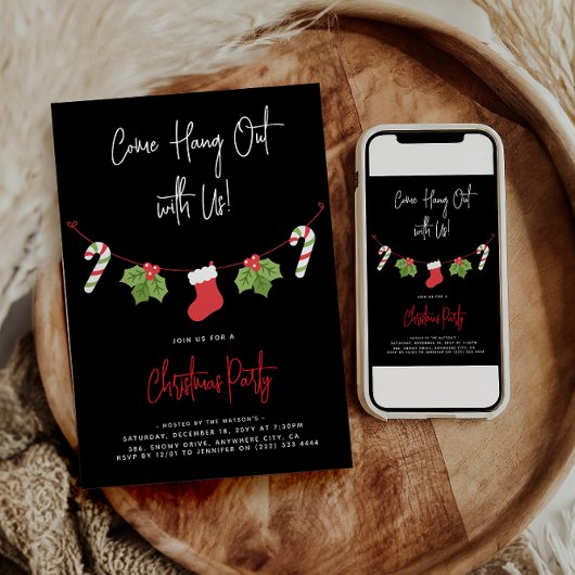 Modern 'Come Hang Out' Weihnachtsfeiertag Party Einladung