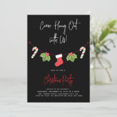 Modern 'Come Hang Out' Weihnachtsfeiertag Party Einladung (Stehend Vorderseite)